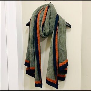 Colorblock Handmade Vintage Style Large Size Shawl/Wrap With Pleated Textured